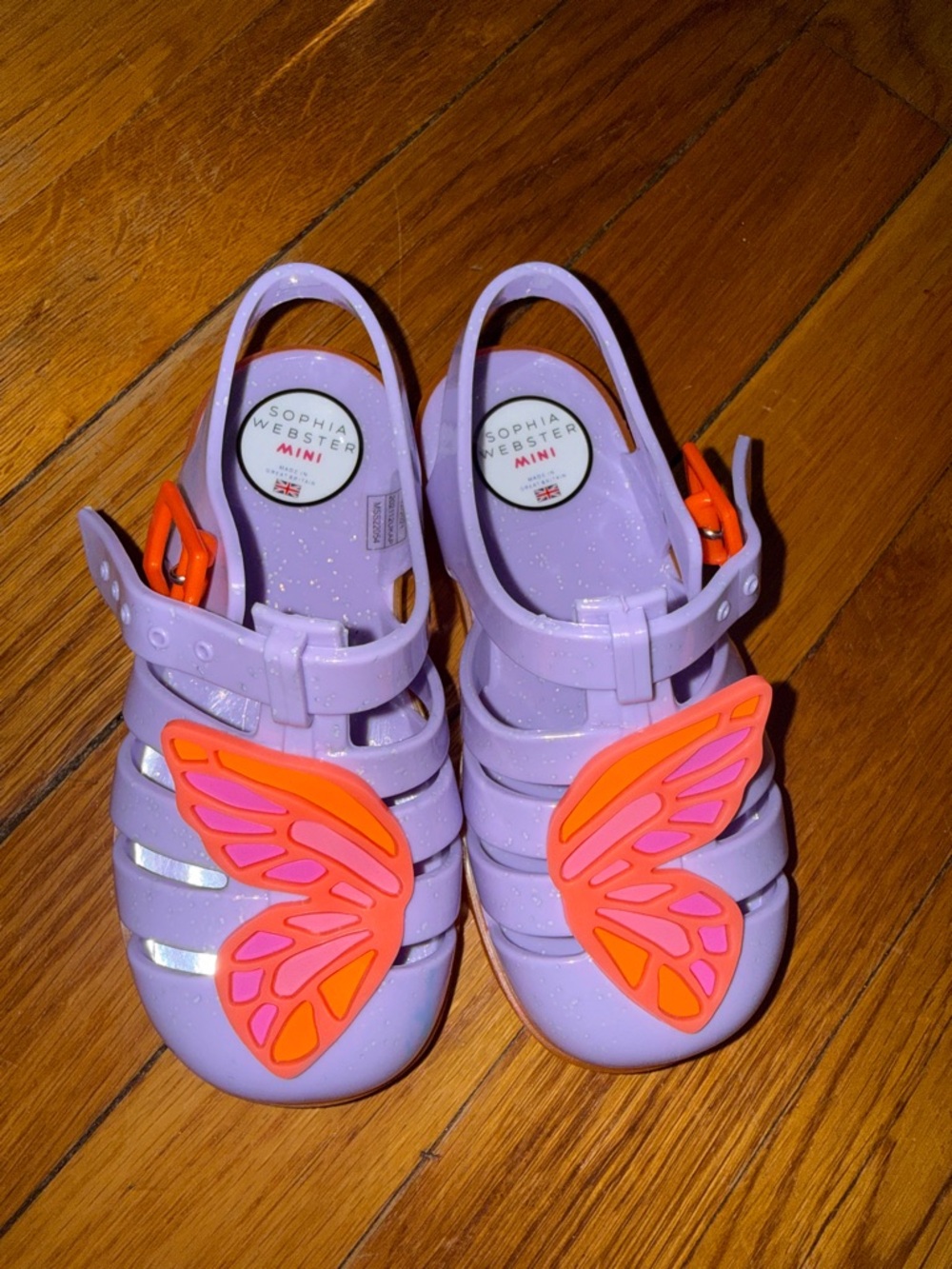 Sophia Webster mini Kids Purple and Pink Jelly Sandals with Butterfly Accent 9